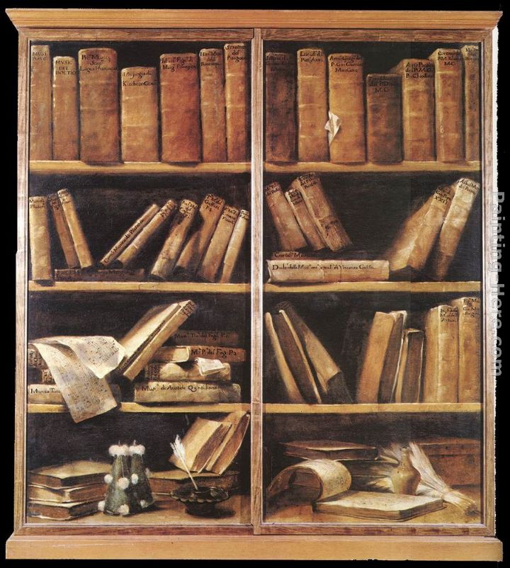 Bookshelves painting - Giuseppe Maria Crespi Bookshelves art painting